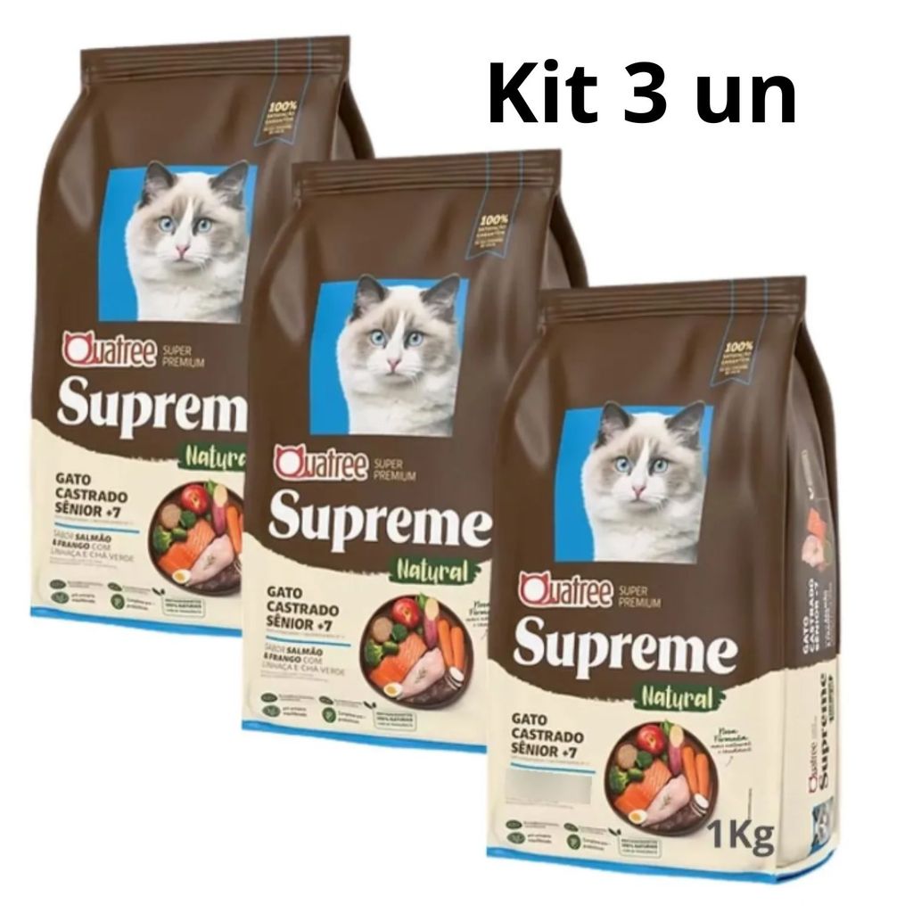 Kit Quatree Supreme Gatos Senior 1kg 3 Pacotes