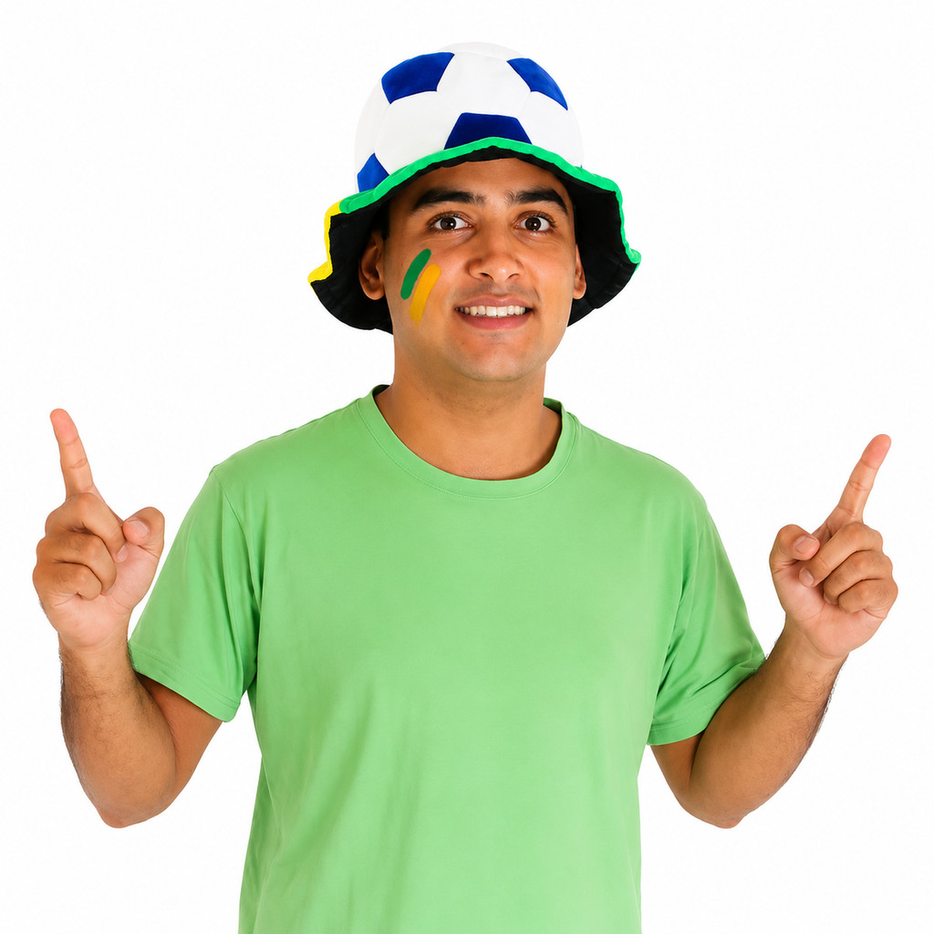 Chapéu Brasil Copa Do Mundo Formato Bola Verde E Amarelo