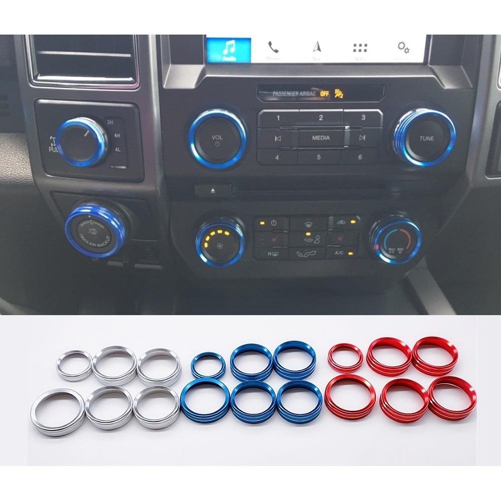 Adequado para Ford f150 carro ar condicionado áudio anel decorativo reboque botão de tração de quatro rodas anel decorat