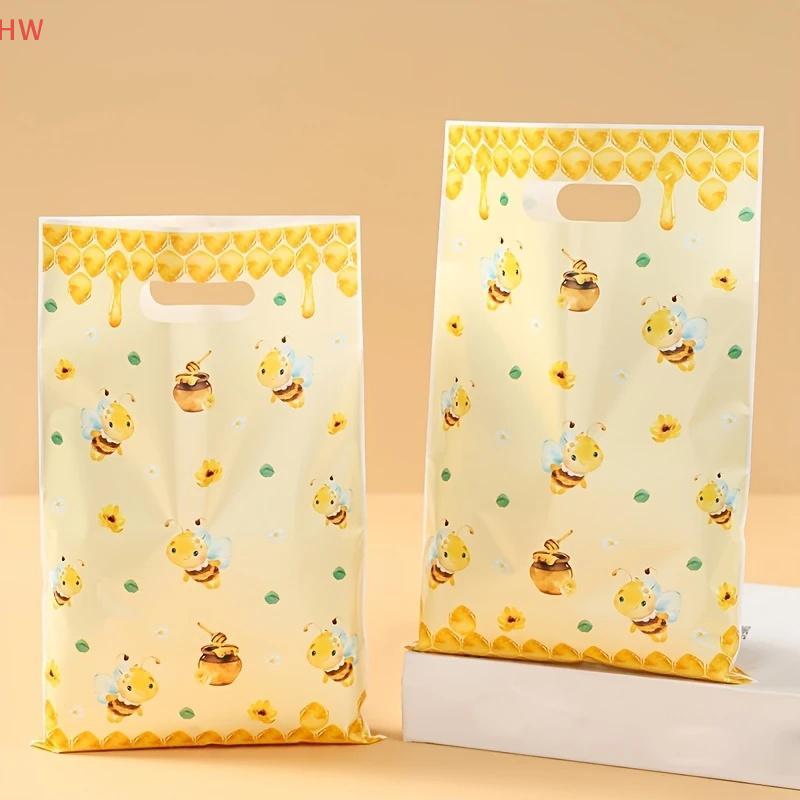 10 Pçs Abelha Doces Bolsas Pequena Tema Festa Biscoito Paaging Caixa Chá De Bebê Presente Saco De Aniversário Decoração