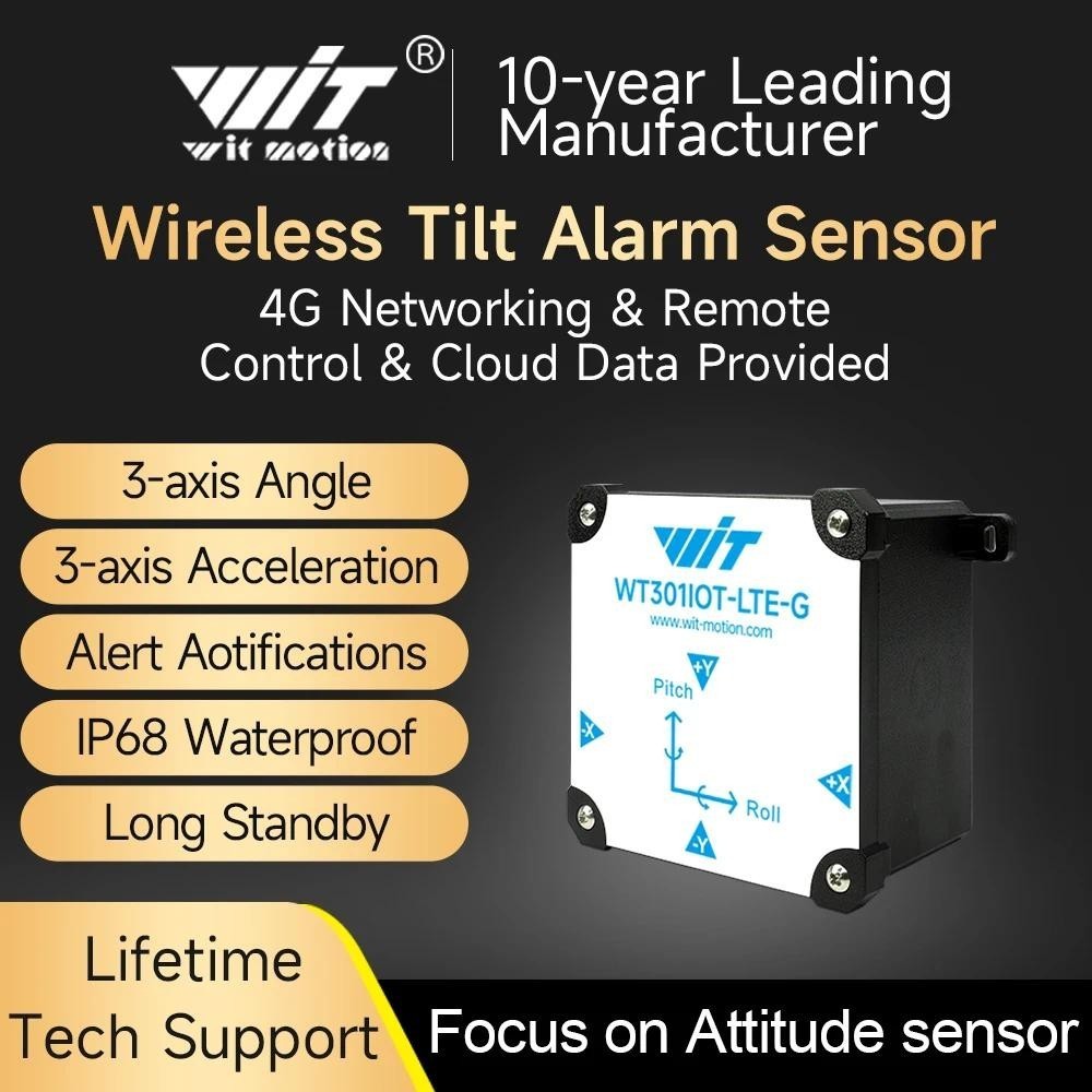 WitMotion WT301IOT-LTE 4G Alarme De Inclinação Sem Fio Sensor De Aceleração De Ângulo Monitoramento Remoto Em Qualquer L