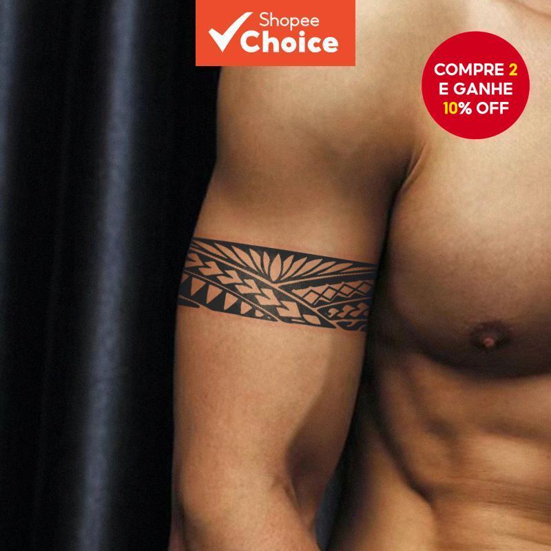 Adesivos Geométricos De Tatuagem Tribal-Arte Corporal Temporária À Prova D'água Para Homens E Mulheres em Oferta na Shopee