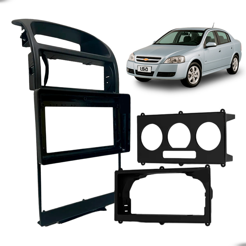 Moldura Painel 2DIN Fiamon 7” Chevrolet Astra 1998-2011 ABS Preta para Central Multimídia MP5 Automotiva