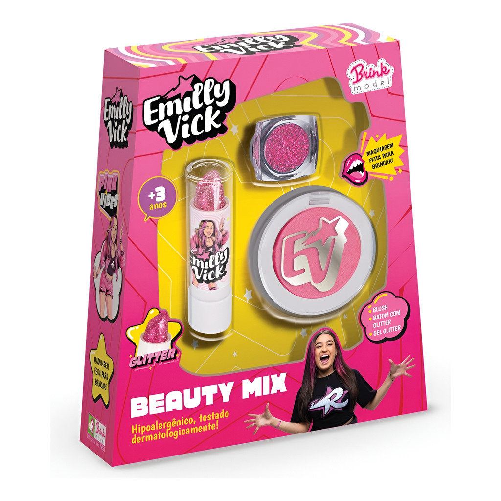 Kit Beauty Mix Emilly Vick Dos Rosa Maquiagem - Brink Model em Oferta na Shopee