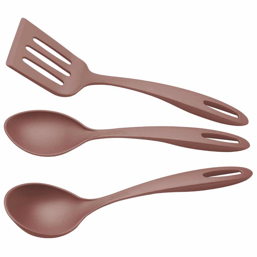 Jogo de Utensílios Abillity em Nylon Com 3 Peças Mocaccino (25199/411) - Tramontina