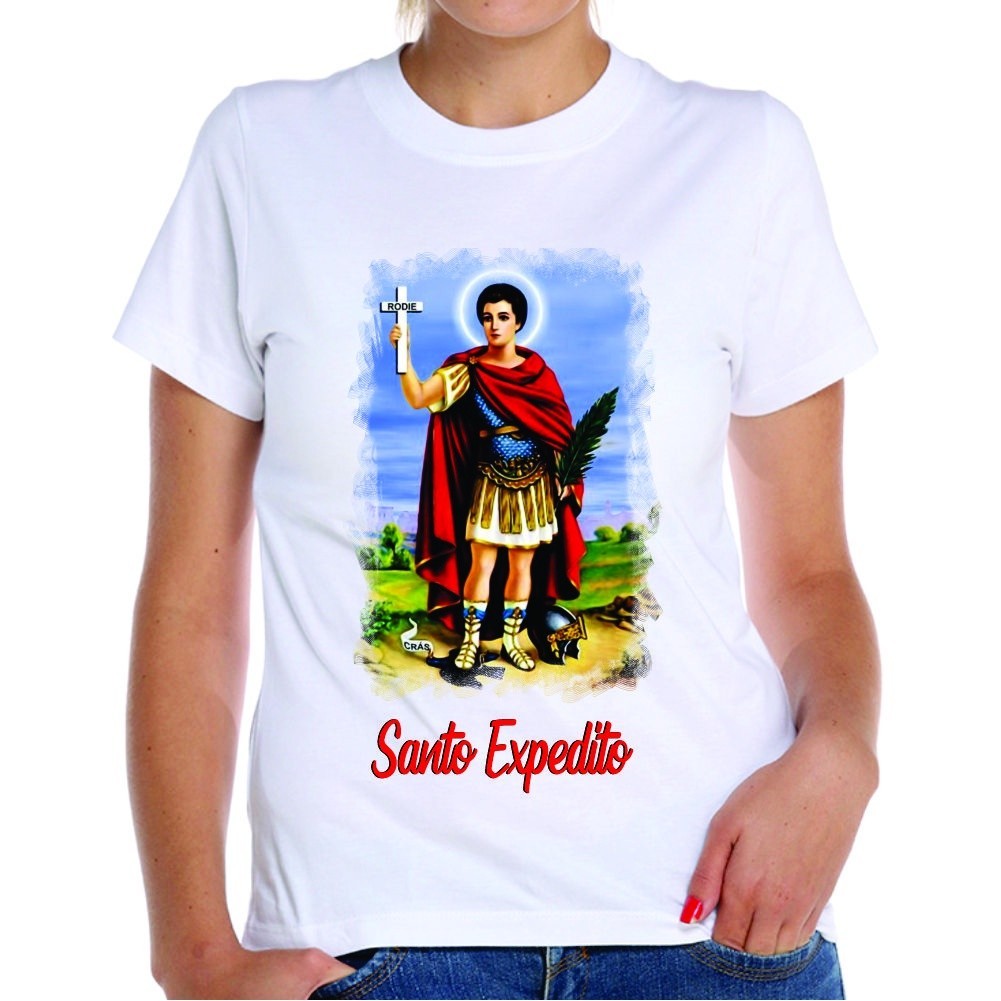 Camiseta Camisa Baby Look Santo Expedito Igreja Católica Envio Imediato Premium
