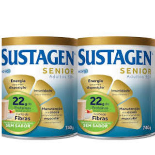 kit 2 Sustagen Senior Adultos 50+ Sem Sabor 740g Complemento Alimentar em Oferta na Shopee