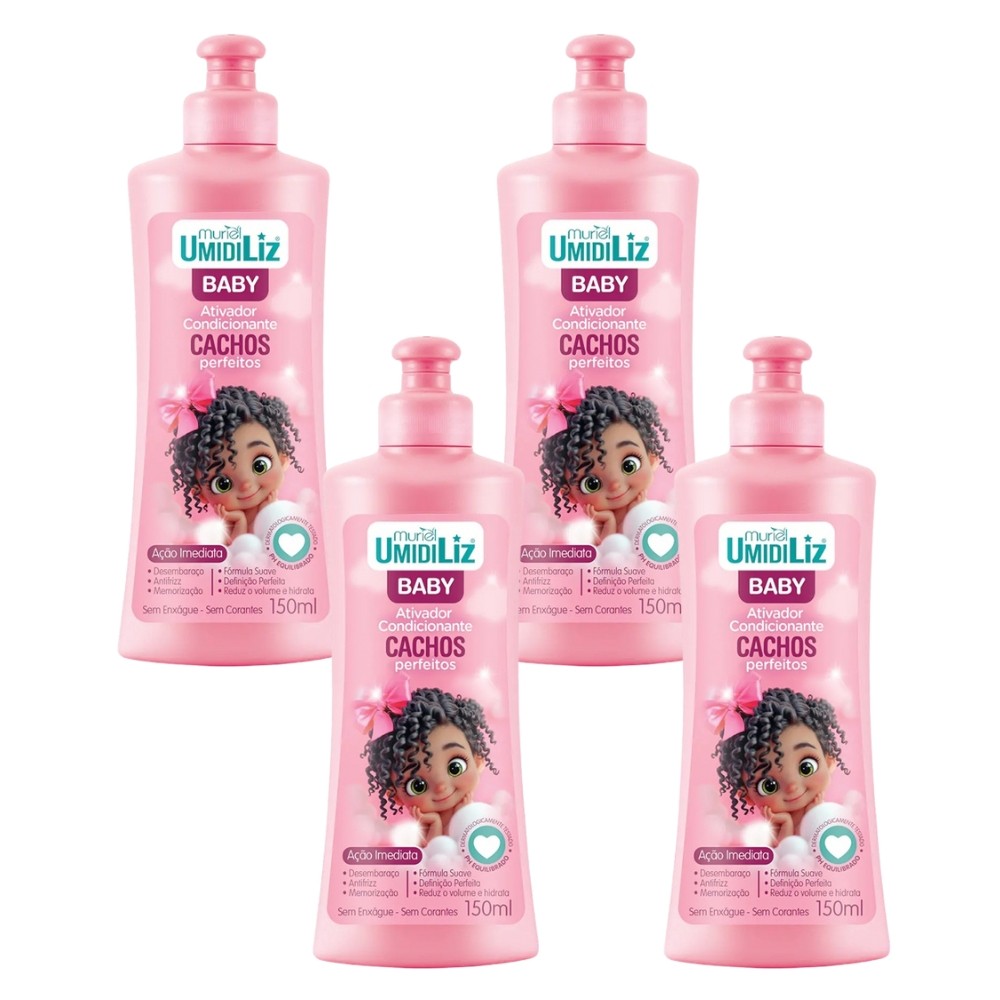 Kit 4 Ativador de Cachos Condicionante Umidiliz Baby Muriel 150ml