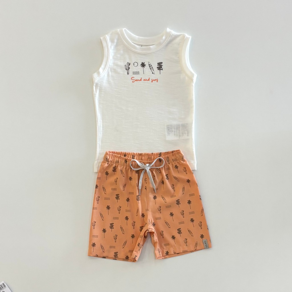 Conjunto Infantil Menino Luc.Boo Regata e Bermuda Laranja Verão Moda Kids 87559