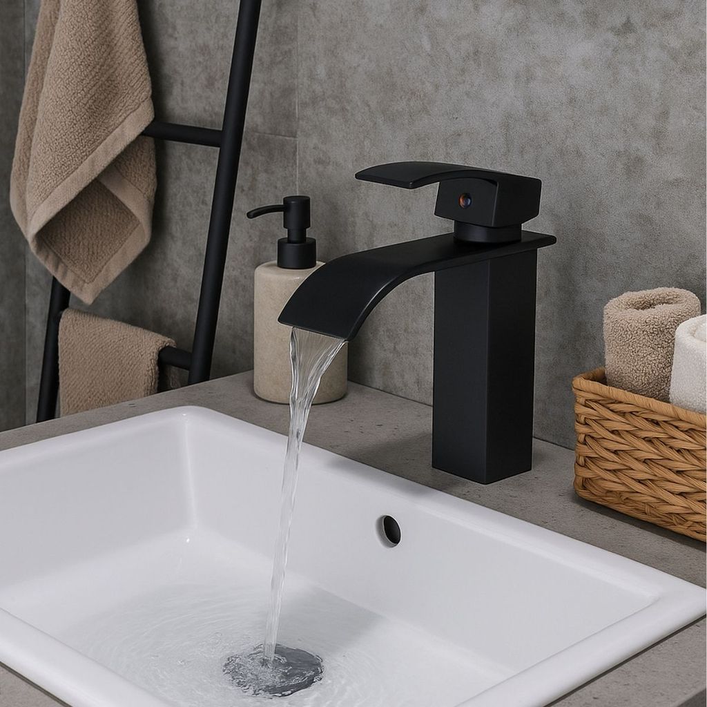 Torneira Banheiro Lavabo Monocomando Quadrada Cascata Black em Oferta na Shopee