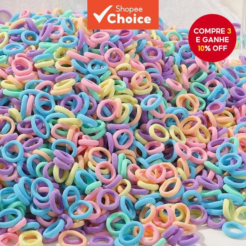 200 Pçs Faixas De Cabelo Coloridas Para Meninas Macio Elástico Sem Danos Suportes De Rabo De Cavalo Crianças Scrunchies 
