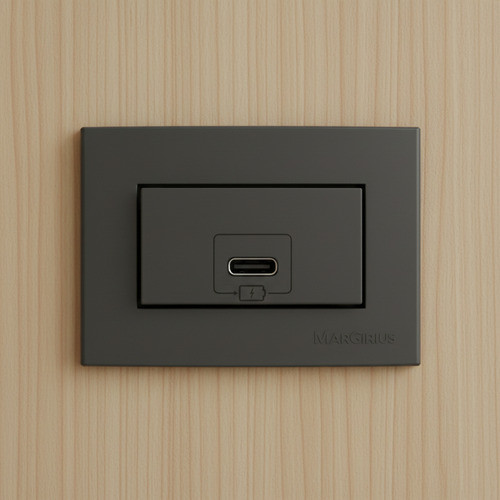 Tomada Usb-c Grafite Margirius Embutir Moveis Grafite