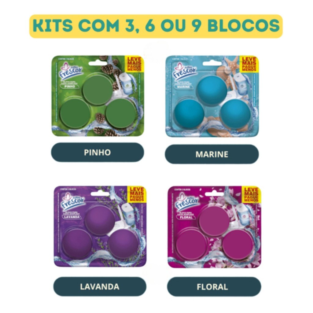 Kit C/ Até 09 Bloco Sanitário Acoplada Pastilha Tablete P/ Caixa Acoplada Pedra Sanitária em Oferta na Shopee