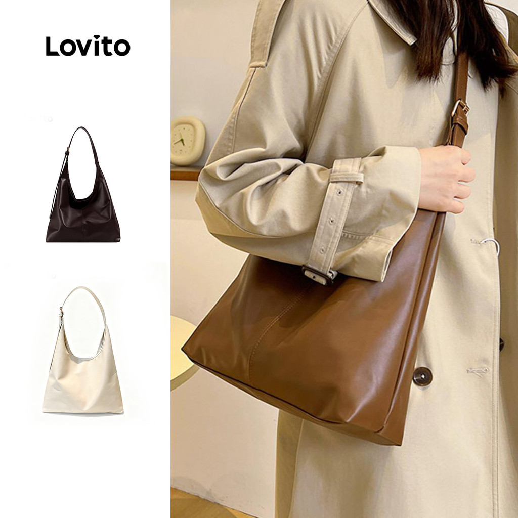 Lovito Bolsa De Ombro Casual Bolsa De Ombro Lisa Para Mulheres LFA57091 em Oferta na Shopee