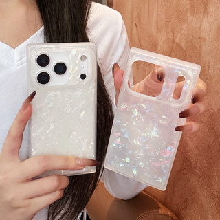 Moda Luxuosa Brilhante Textura De Concha Quadrada Capa De Telefone Para iPhone 17 16 15 13 14 Pro Max 17PM em Oferta na Shopee