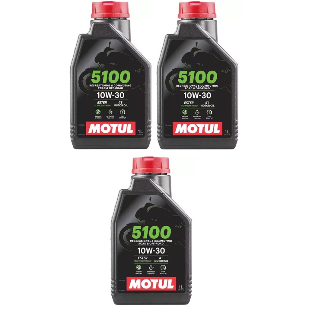 KIT ÓLEOS 3X MOTUL 5100 10W30 4T 1L cb500 Cb500x cb500f cbr500r cb 600f hornet cb 650 cbr 650 transalp 700 750 em Oferta na Shopee