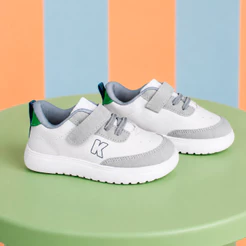 Tênis Infantil Menino K Soft Branco Cinza Casual Escolar Confortável Leve Anatômico