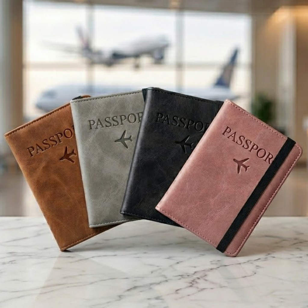 Imagem Carteira Porta Passaporte Proteção RFID Porta Documentos Cartões Dinheiro Viagem Premium Unissex