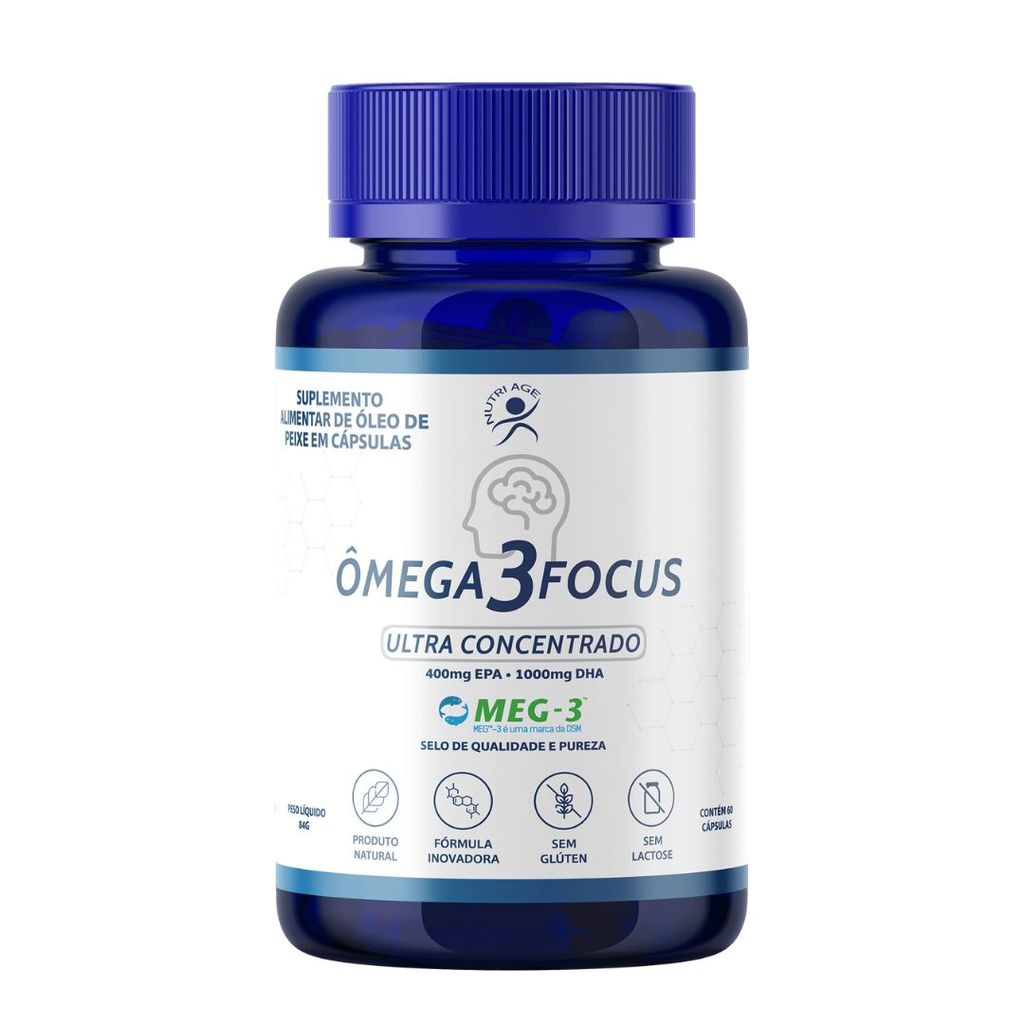 Ômega 3 Focus Ultra Concentrado Meg-3 60 Caps 1400mg Dha Epa