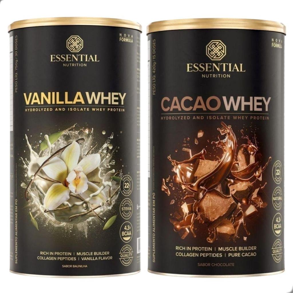 Kit Vanilla Whey Protein + Cacao Whey 450g - Essential