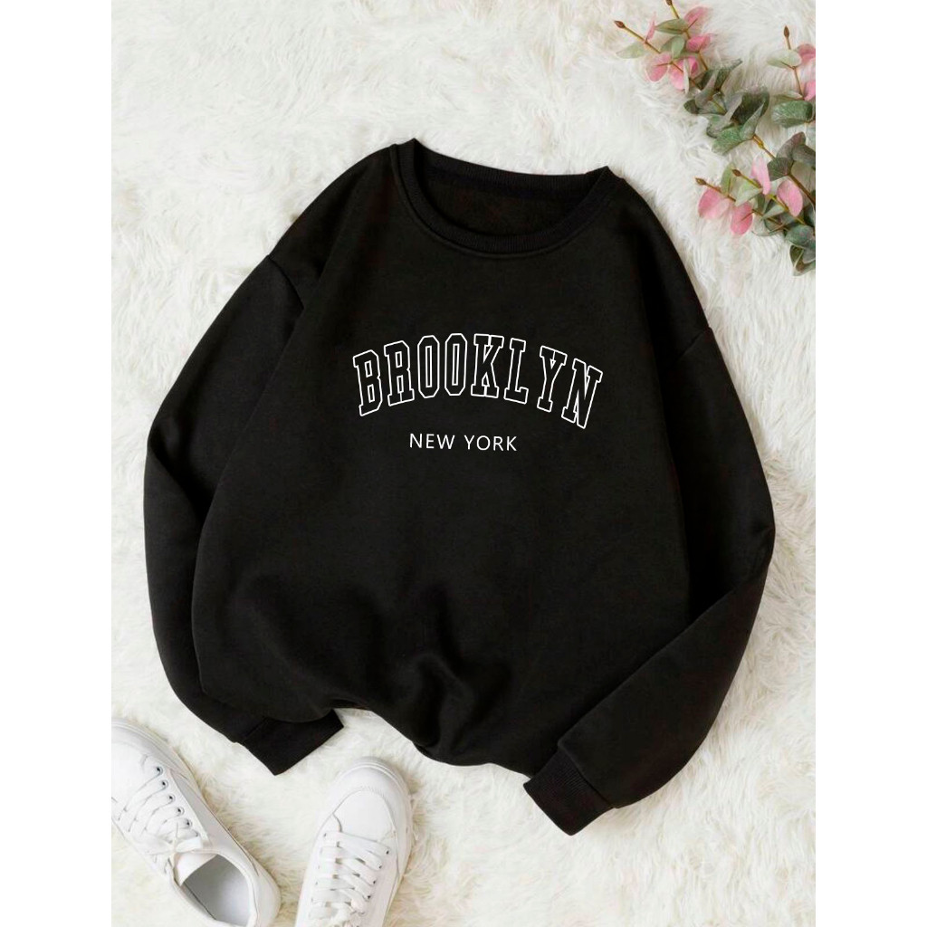 Moletom Careca Brooklyn Gola Redonda Blusa Frio Casaco Feminino Masculino Flanelado Algodão