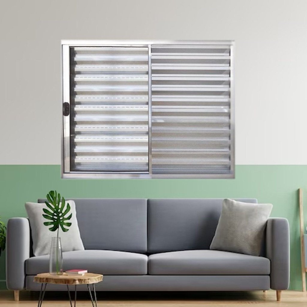 Janela Veneziana de Alumínio 3 Folhas 100 x 150cm Linha Modular Esquadrias Bergamo Brilhante 100cm x 150cm