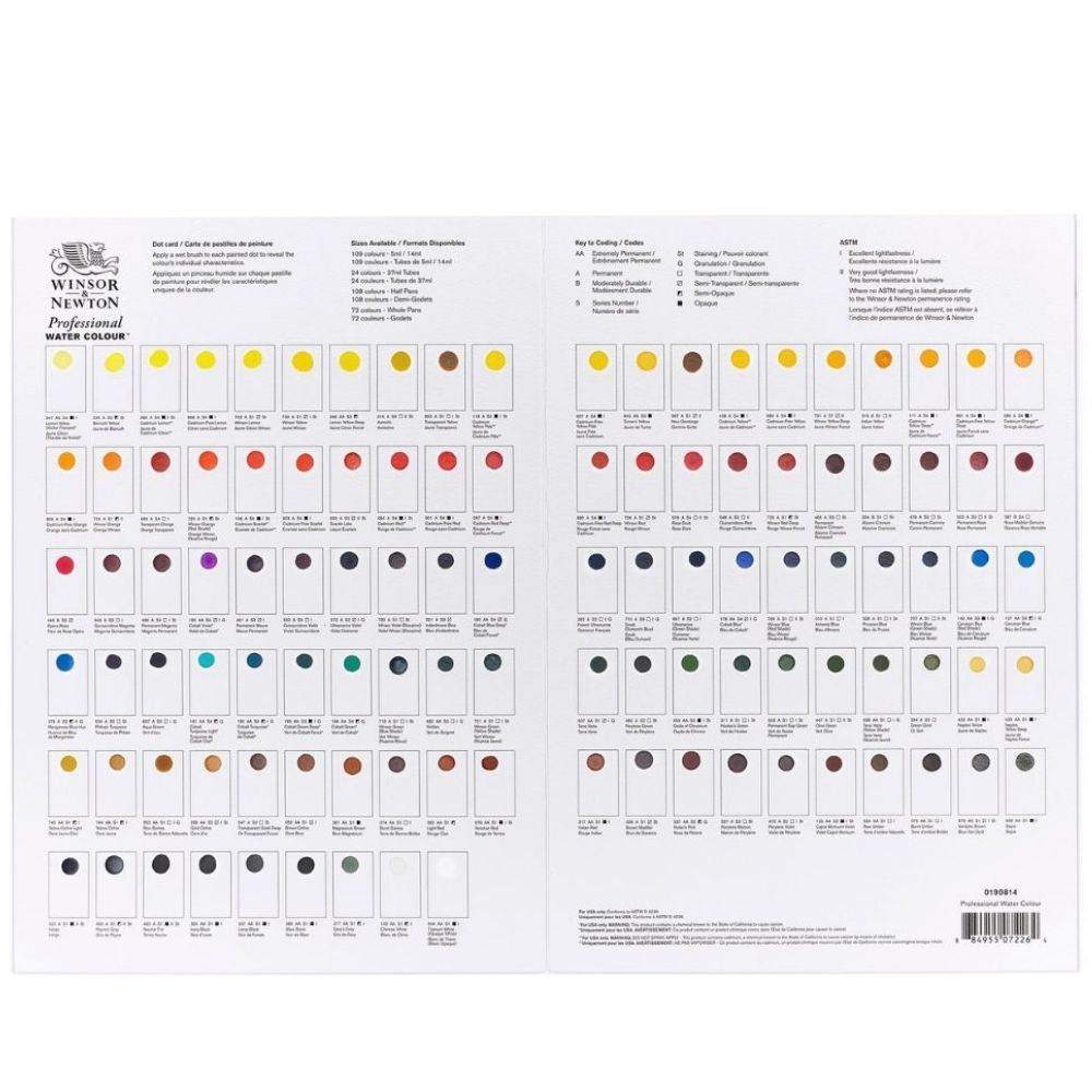 Cartela Pastilha Aquarela Profissional Winsor & Newton 0190832