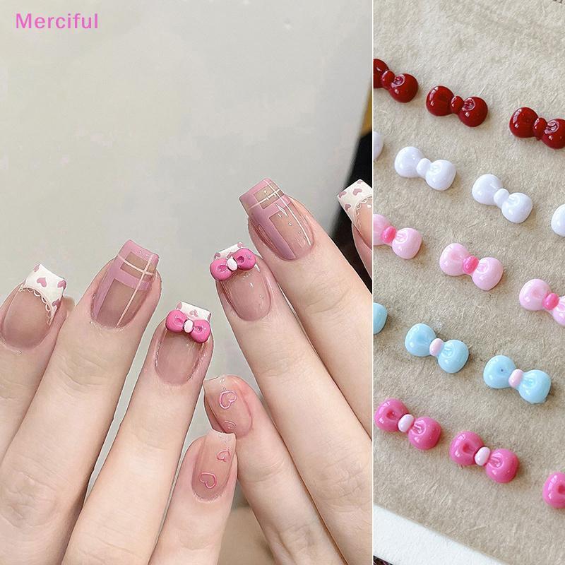 [Mer] 10 Peças 3D Bowknot Nail Art Charms Joias De Resina Colorida Mulheres Decoração De Unhas Arco Strass Salão De Mani