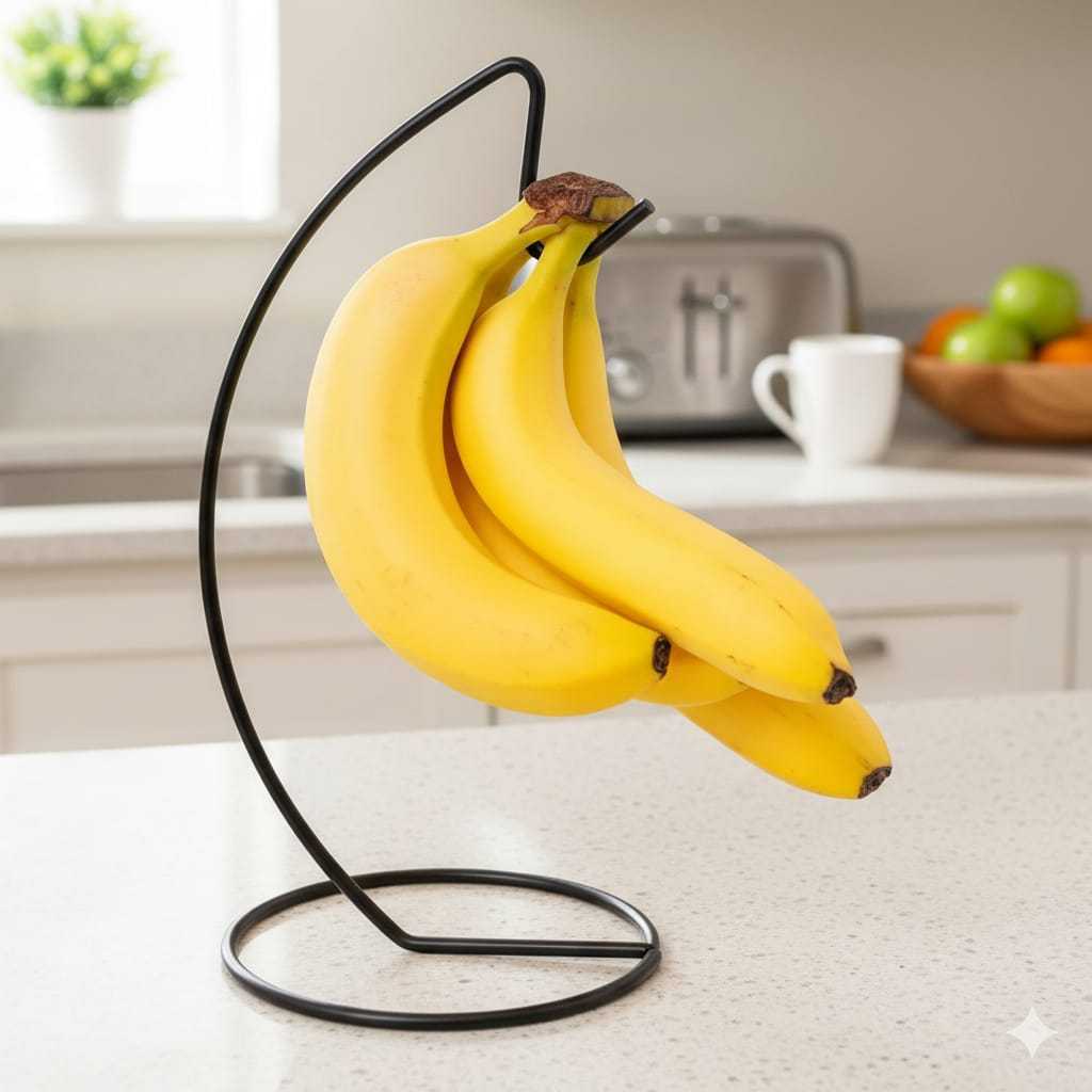 Suporte de Banana Preto em Metal Porta Banana  Banana Holder Moderno para Cozinha