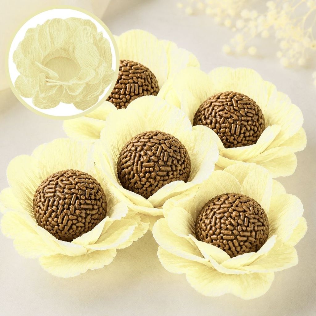 40~200 FORMINHAS PARA DOCES FINOS CREPOM AMARELO (CHOCO)