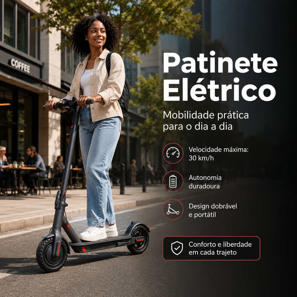 Patinete Elétrico Dobrável com Alcance de 23 Quilômetros Bateria de Longa Duração Portátil Adulto e Profissional