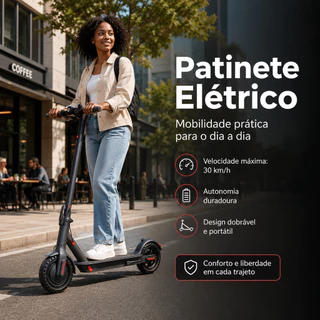 Patinete Elétrico Dobrável com Alcance de 23 Quilômetros Bateria de Longa Duração Portátil Adulto e 