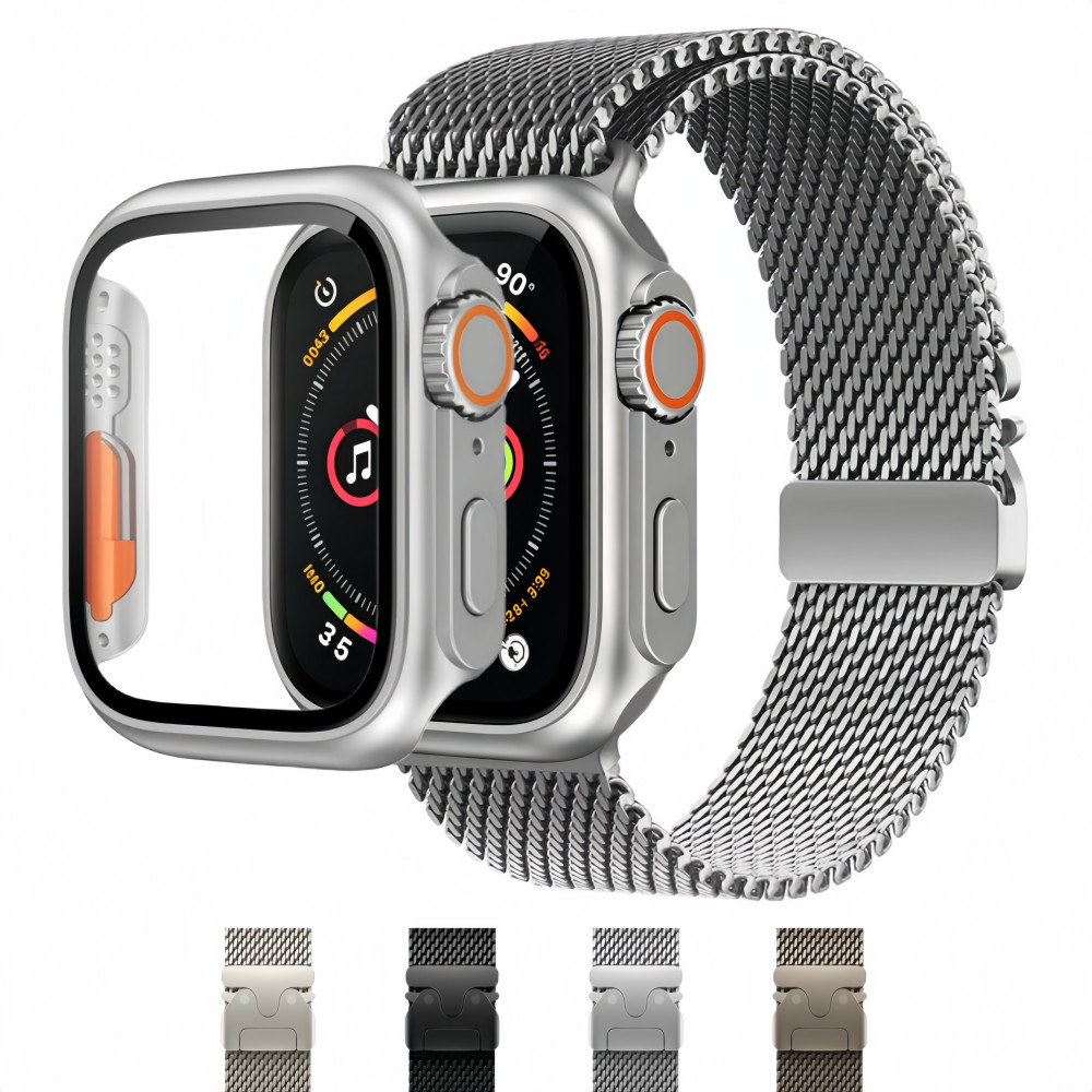 Kit Milanesa Pulseira De Metal+Mudar Para Ultra Capa Para Apple Watch 10 11 46mm