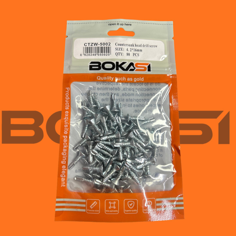 Parafuso Brocante Cabeça Chata 4.2x16mm – Auto Brocante – Kit com 80 Peças BOKASI