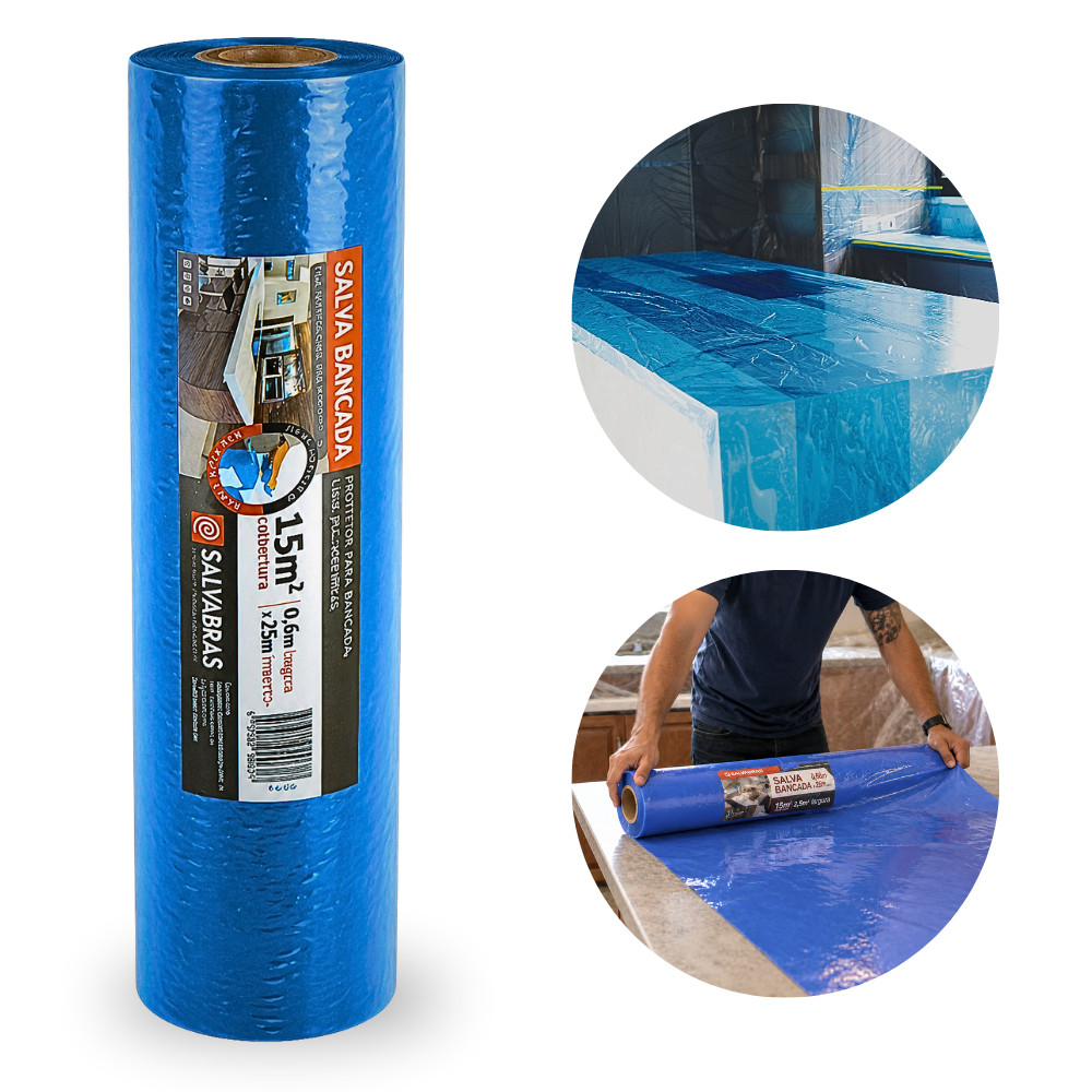 Salva Bancada Autoadesivo Salvabras 60cm x 25m Proteção para Mármore Granito Reforma Obra