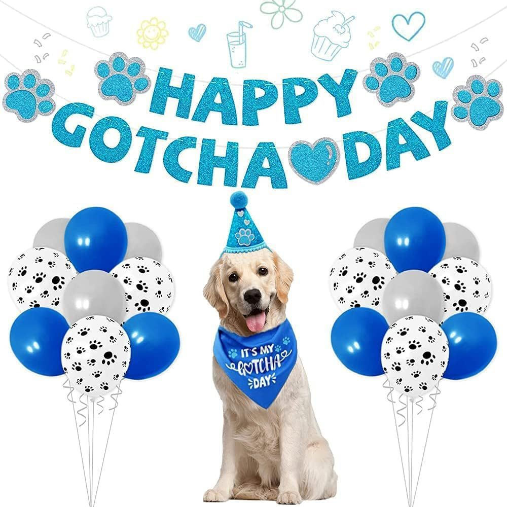 Suprimentos Para Festa De Aniversário De Cachorro , Cachecol Triangular Do Dia Gotcha Com Chapéu , Banners , Decorações