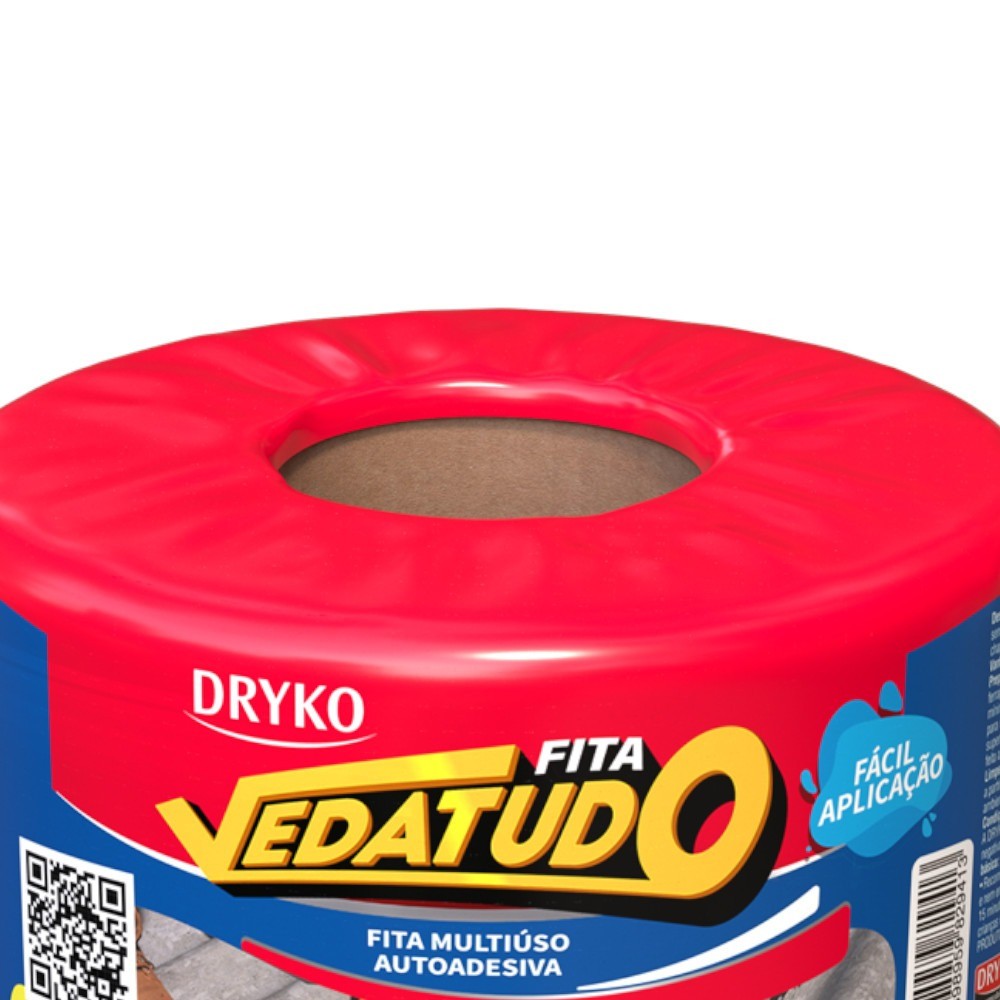 Detalhes do Fita manta asfáltica auto adesiva aluminizada multiuso 10 cm x 10 m - VEDATUDO - Dryko