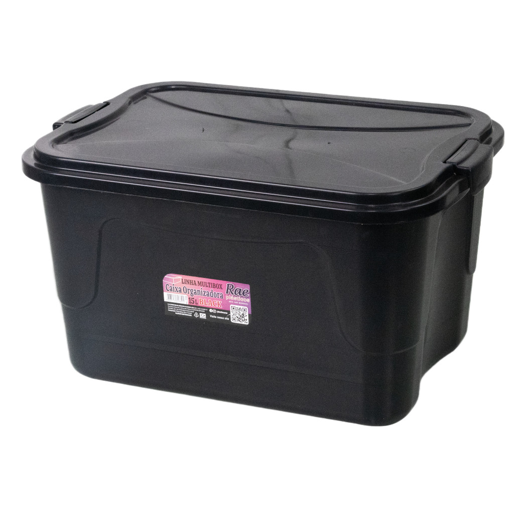Caixa Organizadora Multibox 15L Com Tampa E Trava Black