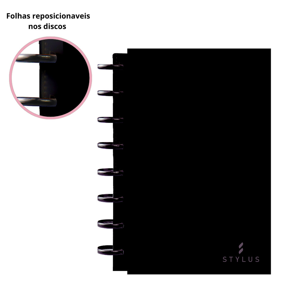 Caderno de Discos A5 80 Folhas - KitDisc Capa:Preto · foto 2