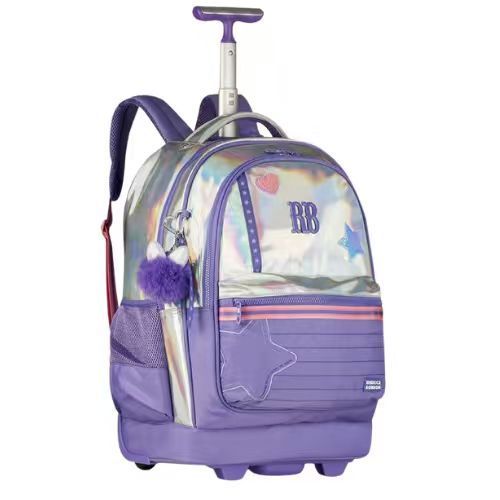 Mochila de Rodinha Holográfica Rebecca Bonbon Rosa/Roxa - Clio