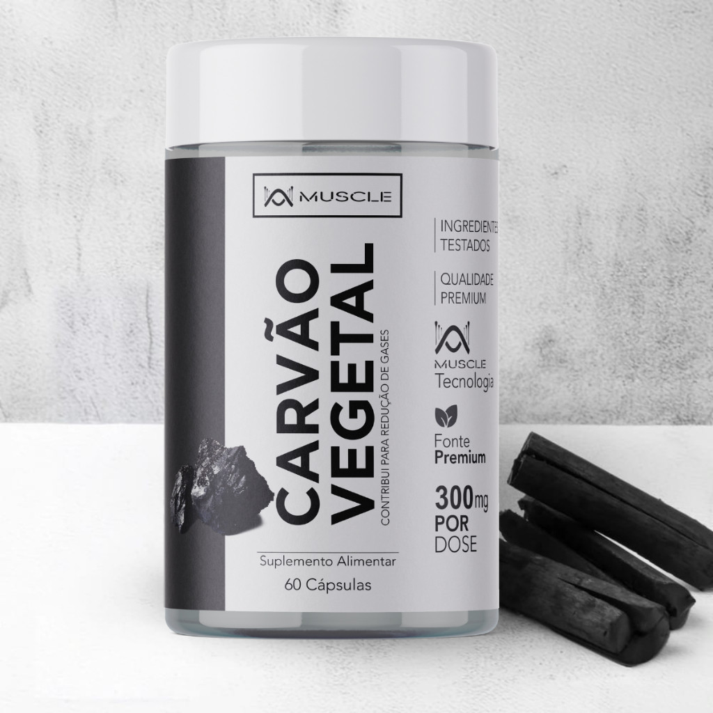 Carvão Vegetal Ativado 300mg 60 Cápsulas Suplemento Natural