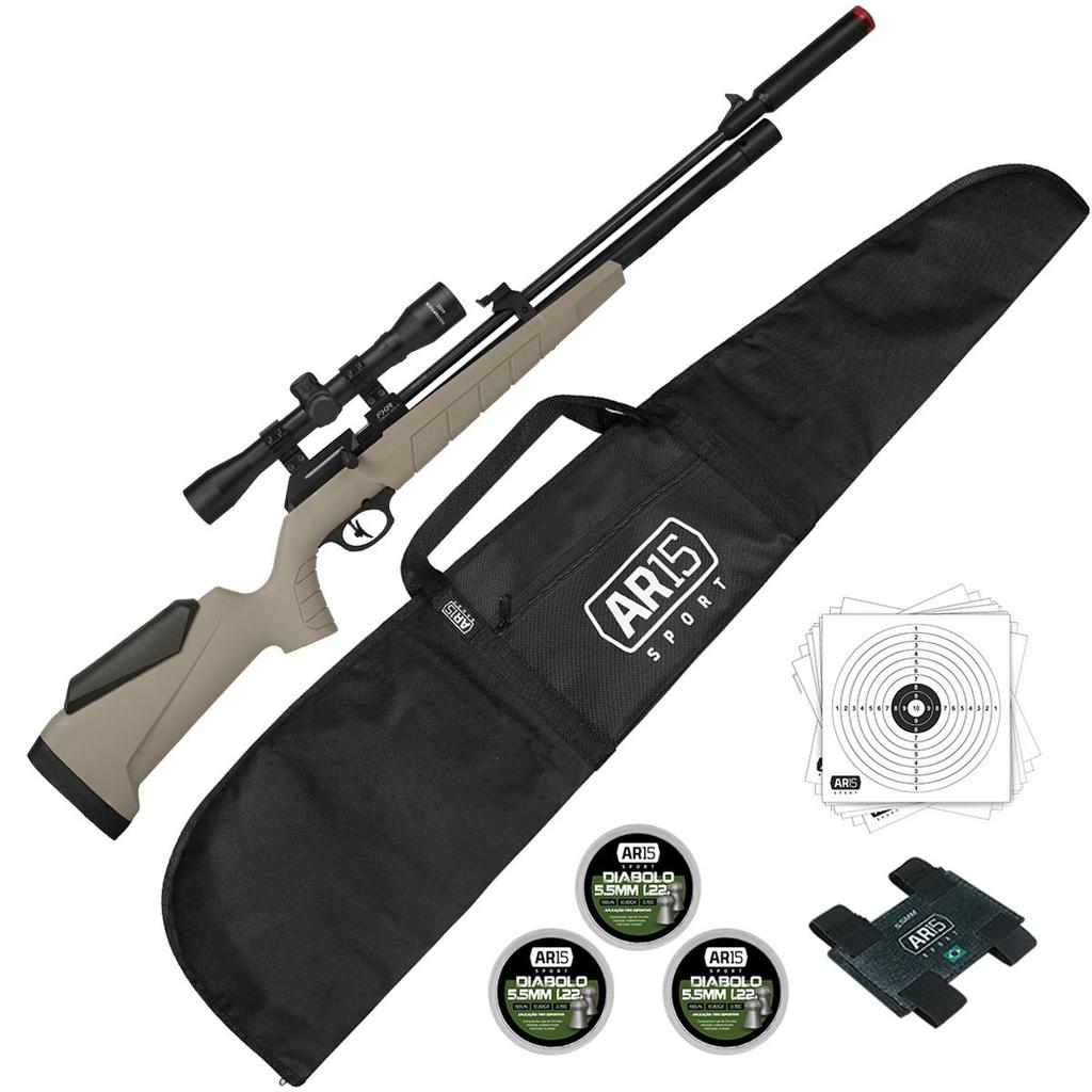 Carabina de Pressao 5.5mm PR900 G3 PCP Tan + Luneta 4x32