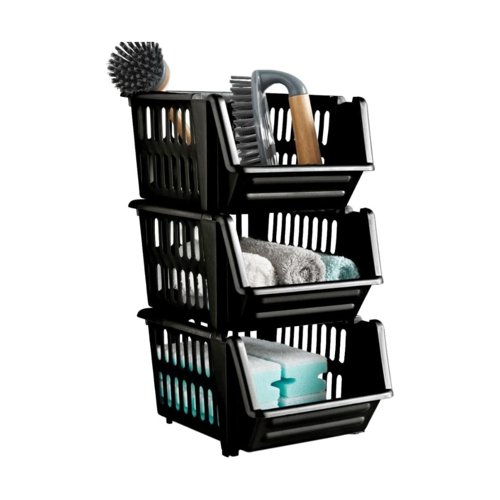 10 Cesto Caixa Bin Empilhável Preto Organizador Expositor Limpeza Loja Plástico 13x25cm Maquiagem em Oferta na Shopee