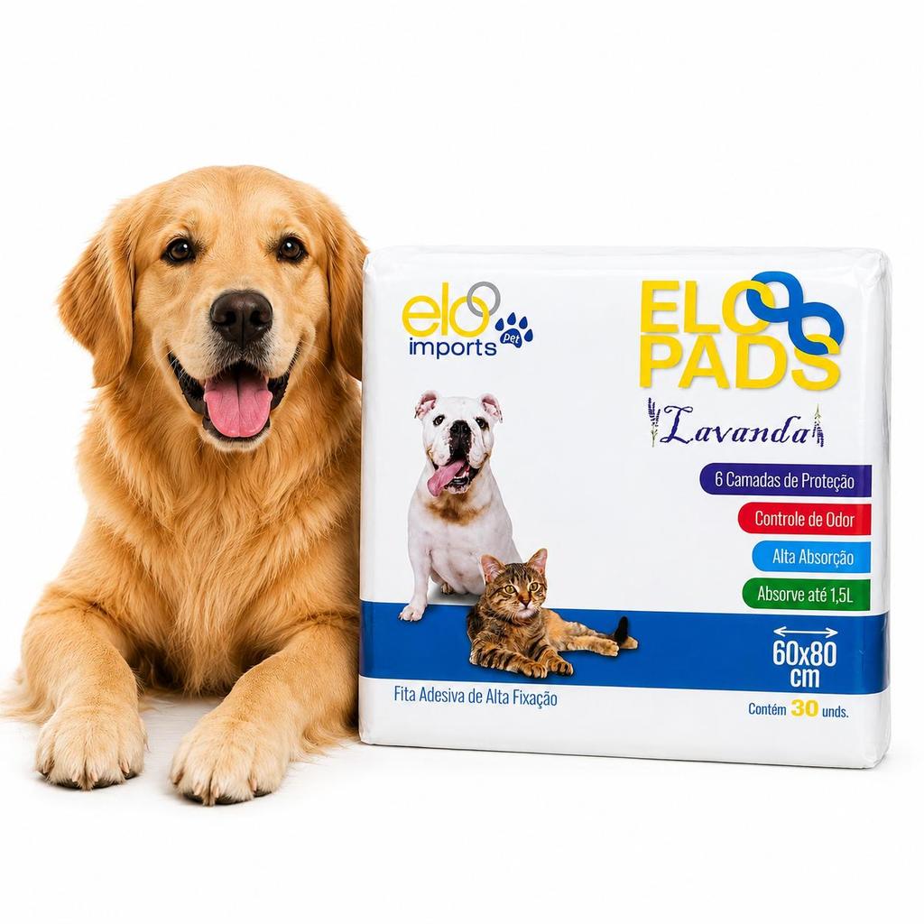 Tapete Higiênico Pet  80X60 30 Un Alta Absorção Elo Lavanda