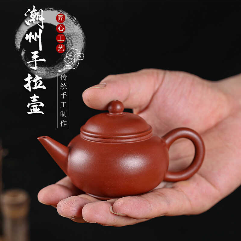 Chaozhou bule puxado à mão conjunto de chá Horizontal bule cerâmica artesanal roxo argila bule pneu fino único pote pode
