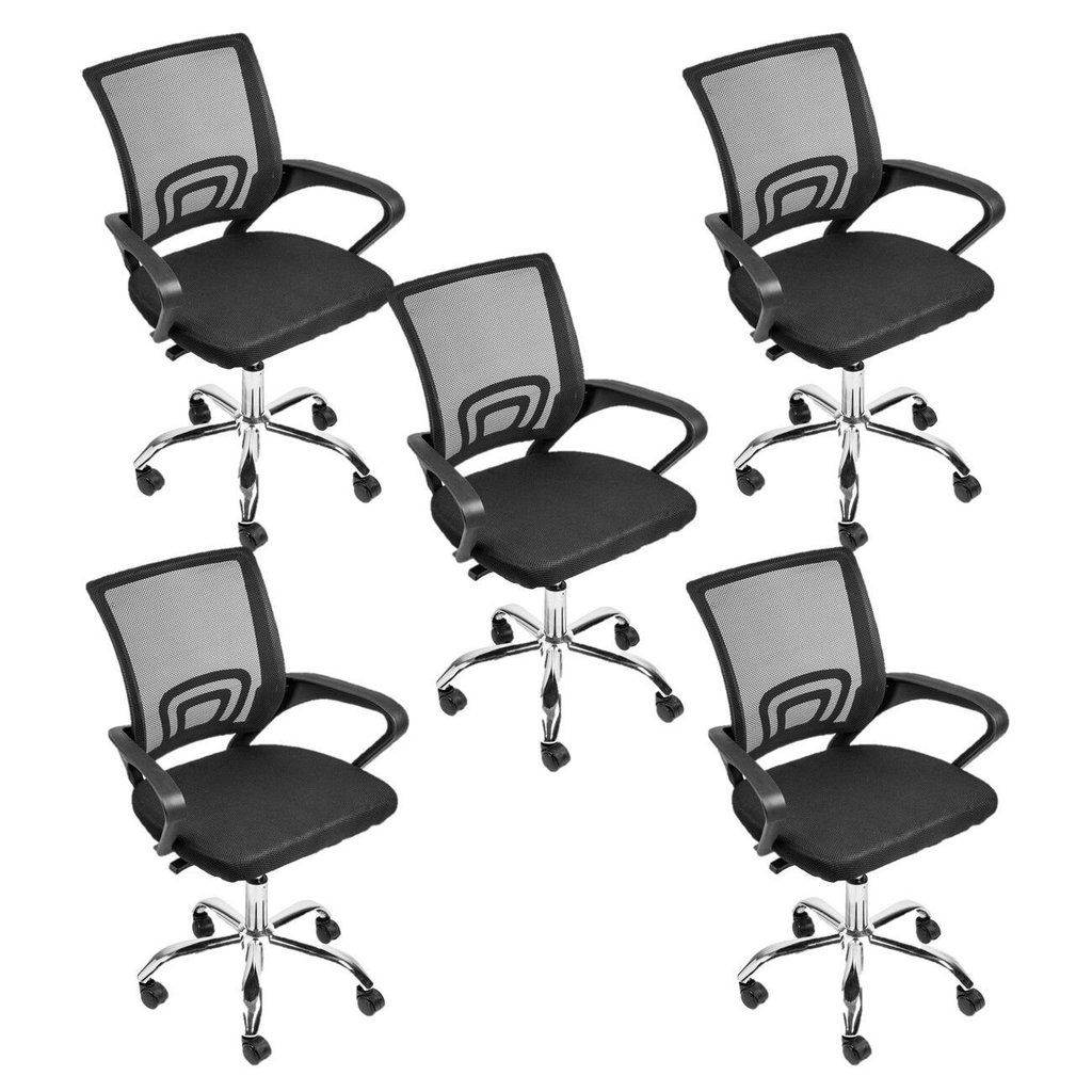 Kit 5 Cadeiras Escritório Diretor Tela Mesh Tok 3310 Preto Preto