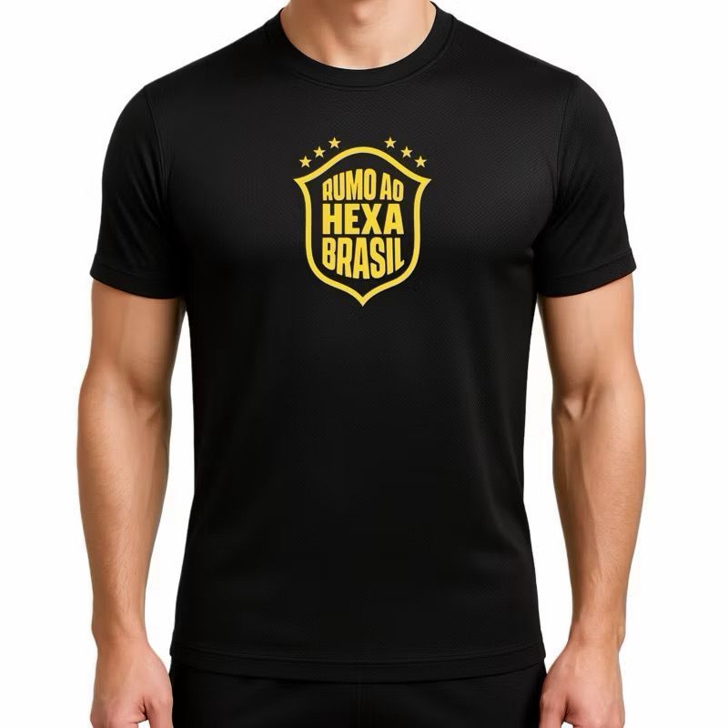 Camiseta Unissex DryFit Hexa Brasil Torcida Brasil Copo do Mundo