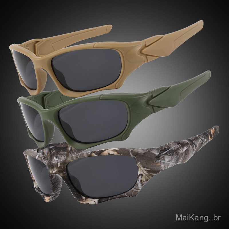 Novos óculos de sol táticos à prova de vento para pesca, com lentes revestidas em verde militar, óculos de sol esportivo