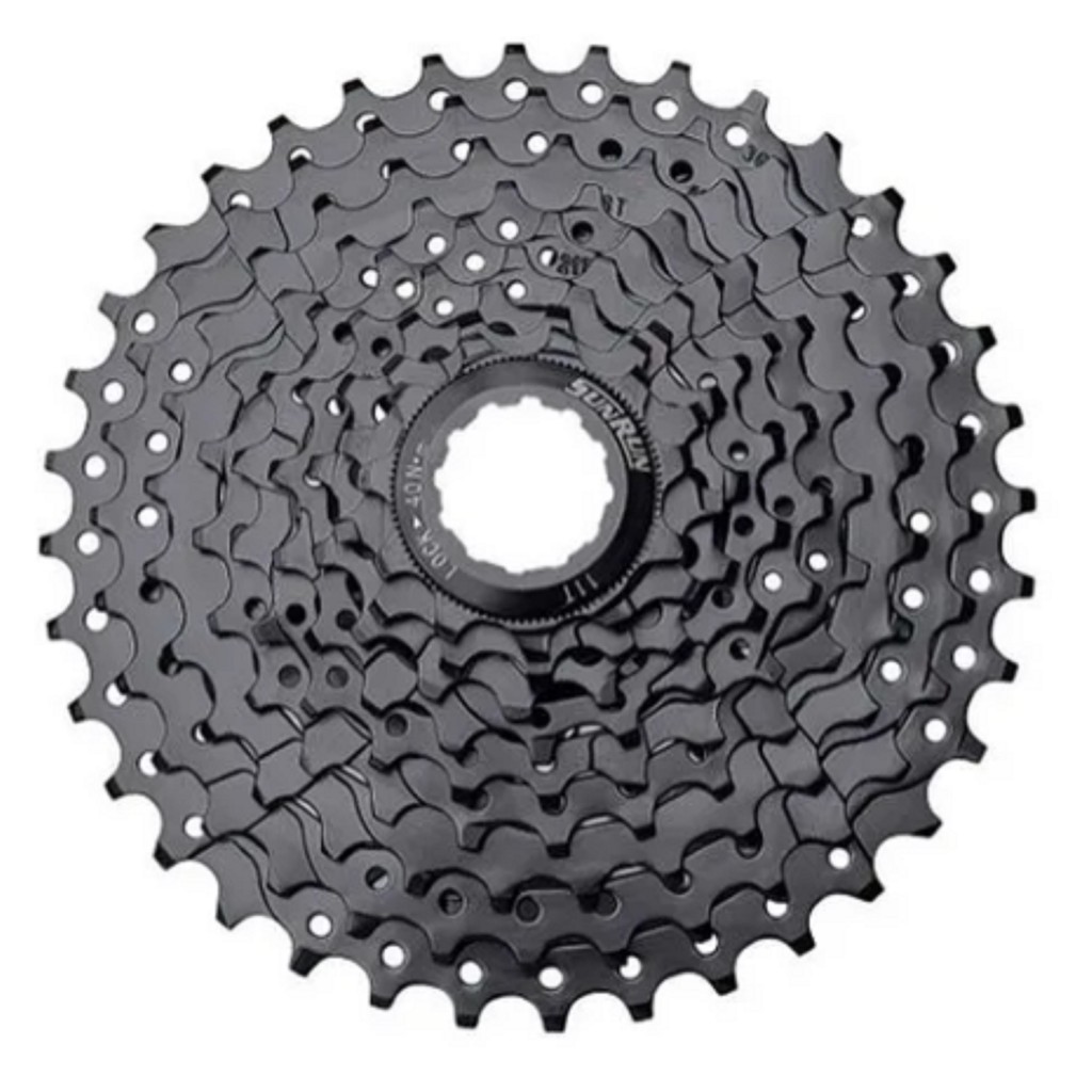CASSETE 9V 11-36 SUNRUN PRETO RODA LIVRE P/ BICICLETA C/ CUBO K7 BIKE MTB SPEED PINHÃO DE ENCAIXE FREEHUB SERVE SHIMANO