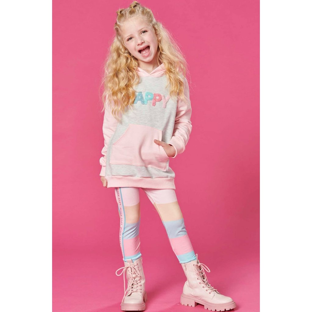 Conjunto Infantil Menina Inverno Casaco Com Capuz Em Moletom Peluciado e Legging em Molecotton Happy - Kukiê